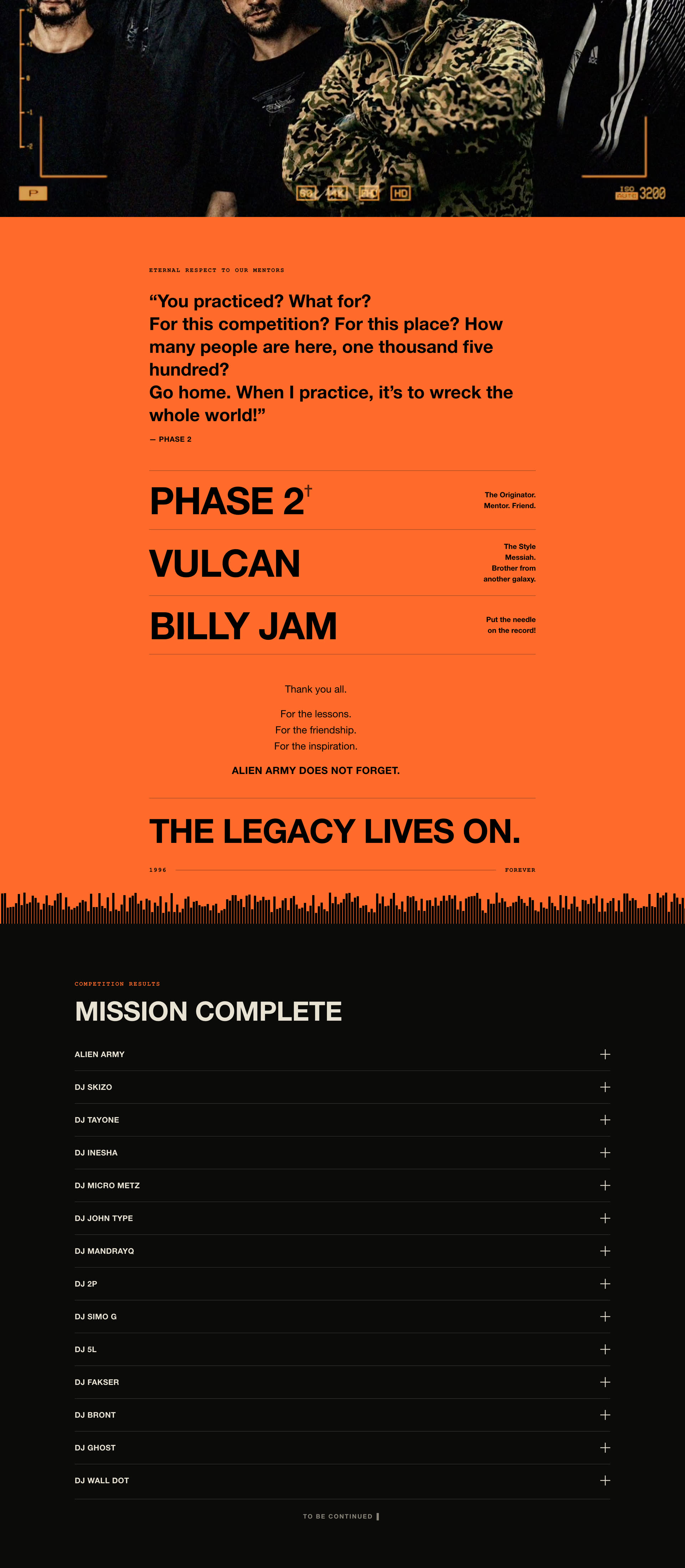 Alien Army — Official Website, pagina Crew: Active Unit e omaggio a Phase 2