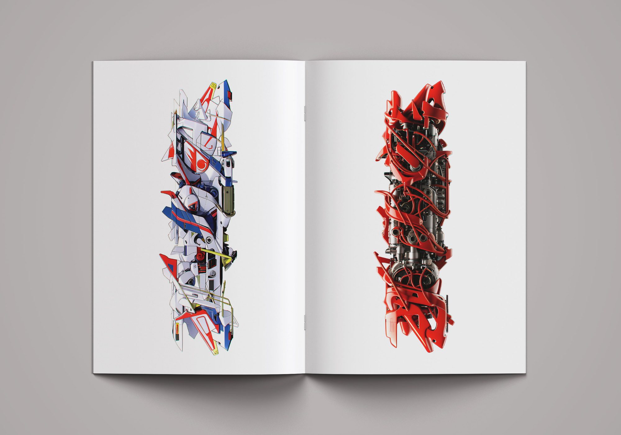 Book Hand Style — render colore, bianco/rosso e metallico