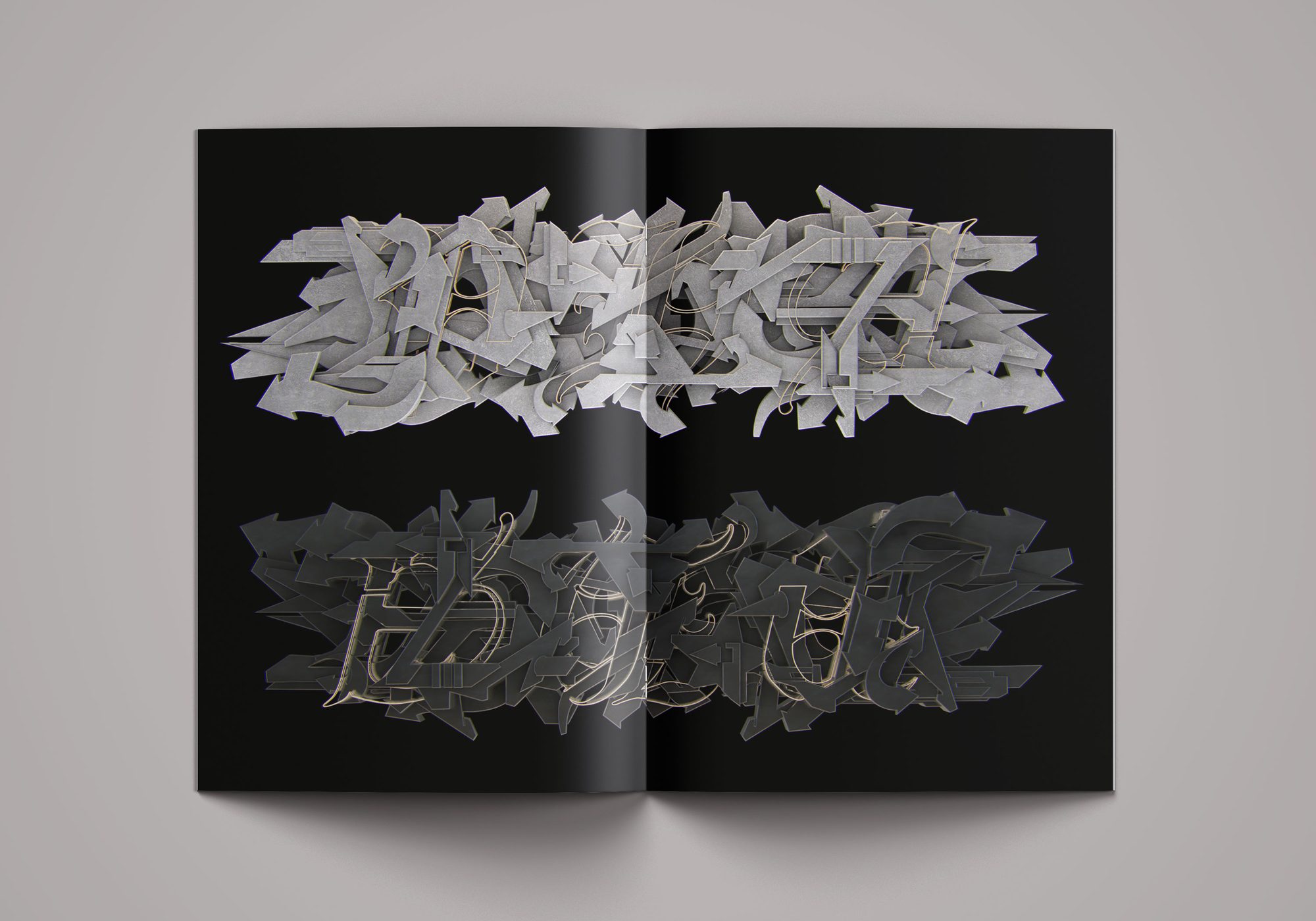 Book Hand Style — render metallico scuro