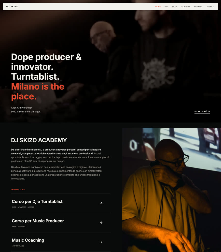 DJ Skizo — Official Website, pagina Home, parte 1
