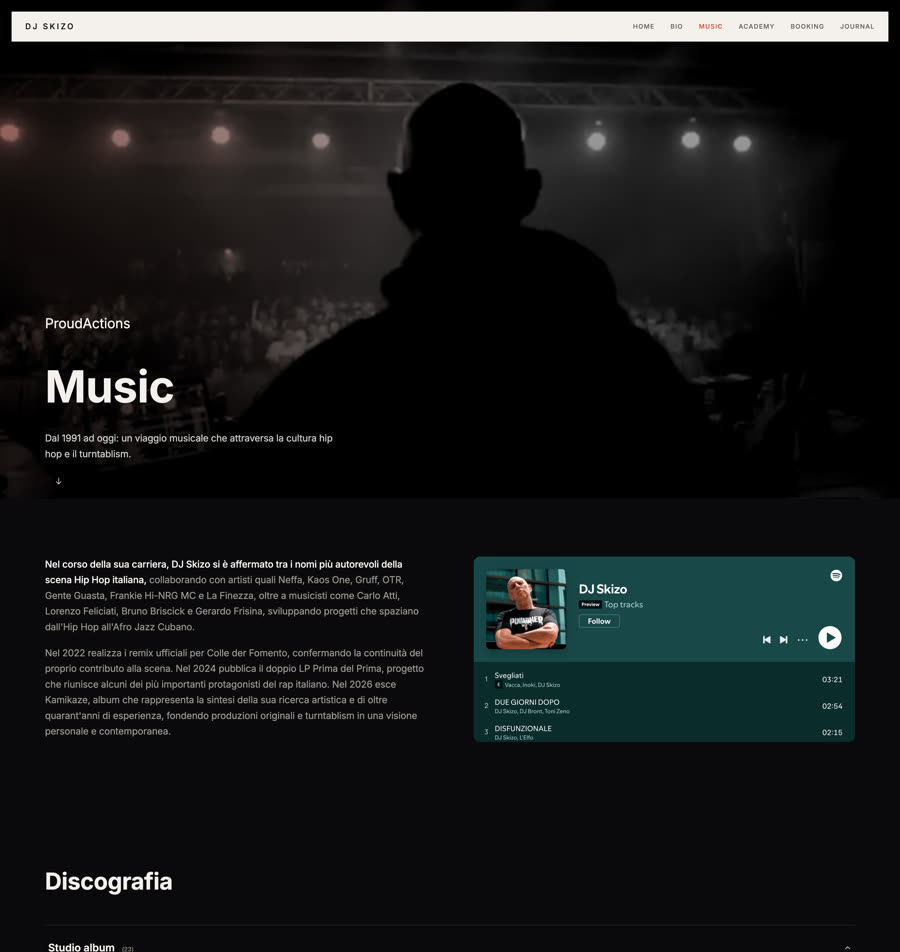 DJ Skizo — Official Website, pagina Music, parte 1